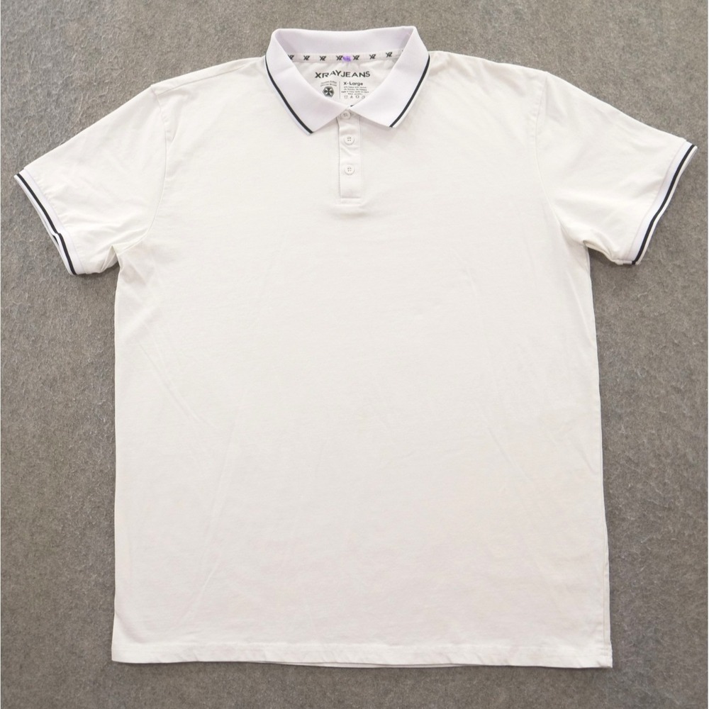 XRAY Jeans Polo Shirt Mens Extra Large White Short Sleeve Contrasting Trim